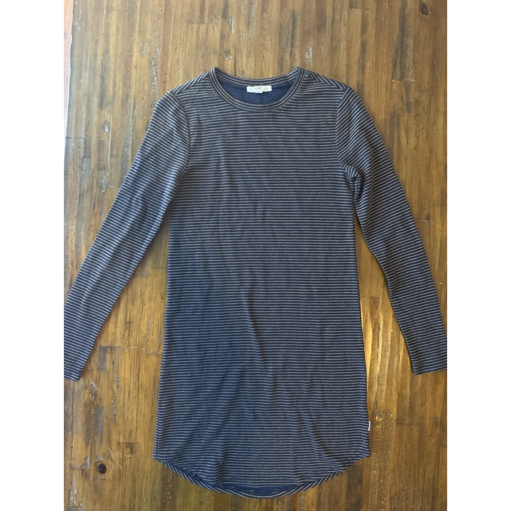 Vans Dress Womens Small Blue Striped Ribbed Knit Long Sleeve Mini XS